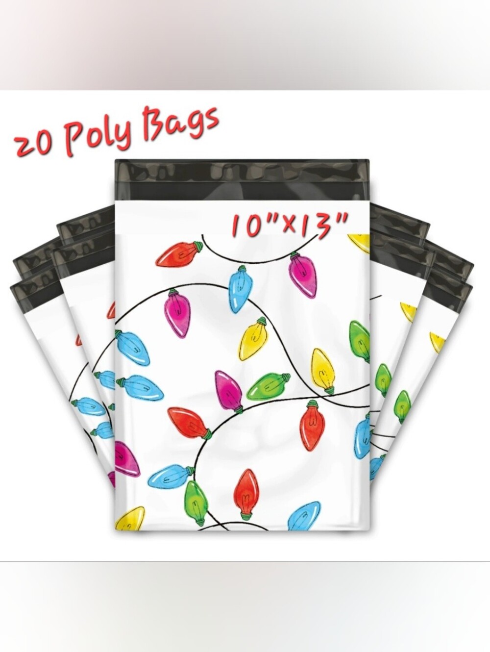 Holiday Christmas String Lights Poly Bags - Set Of 20